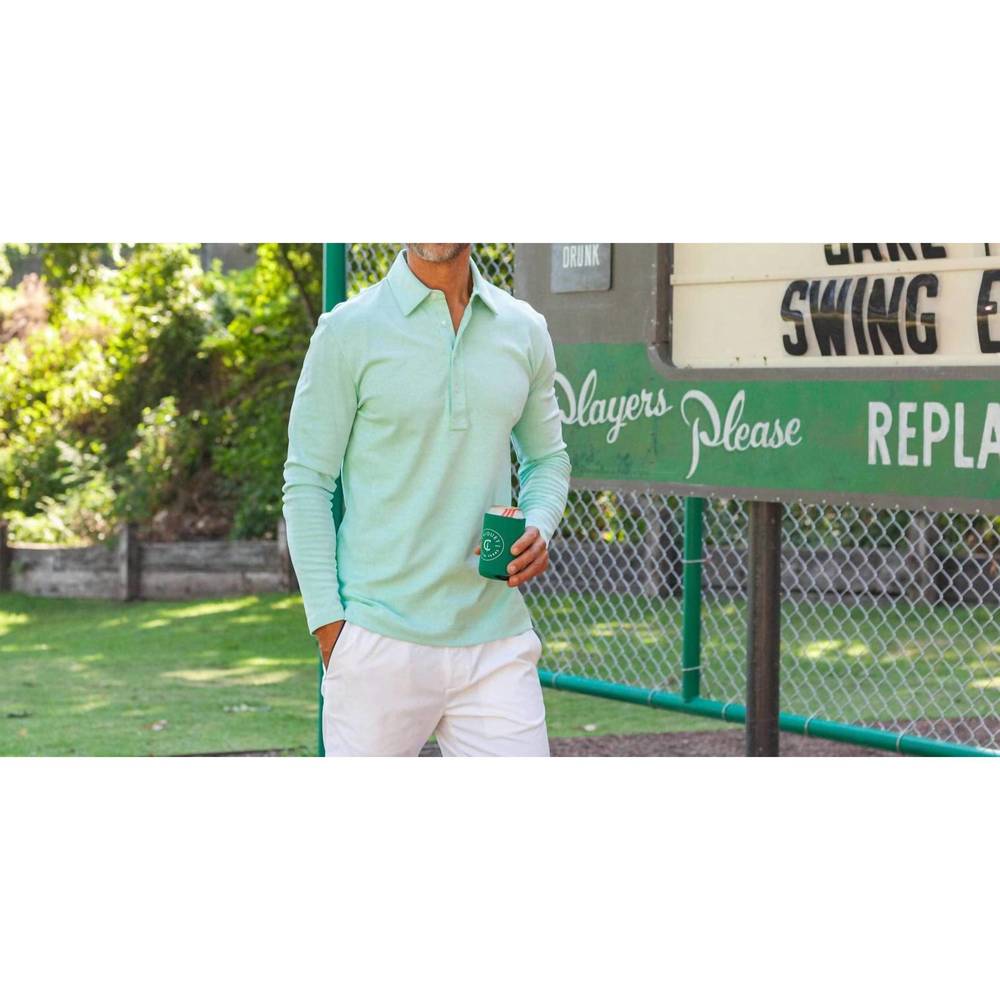 NEW CRIQUET men long sleeve range polo in mint - Picture 2 of 3